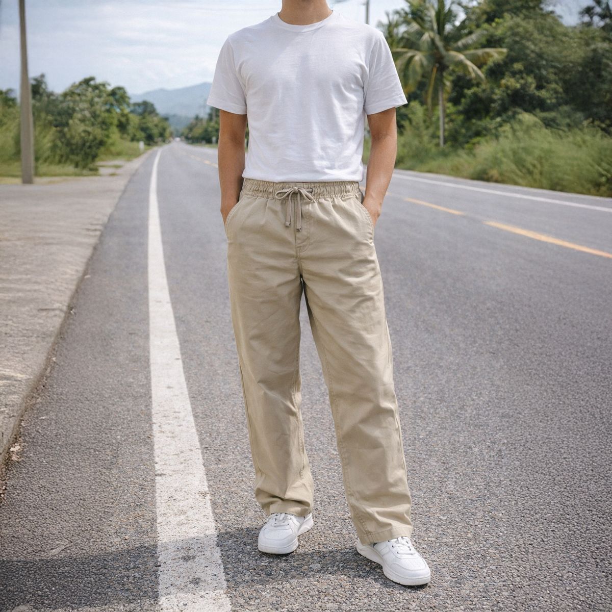 Boys Cotton Pants-12Y-Beige