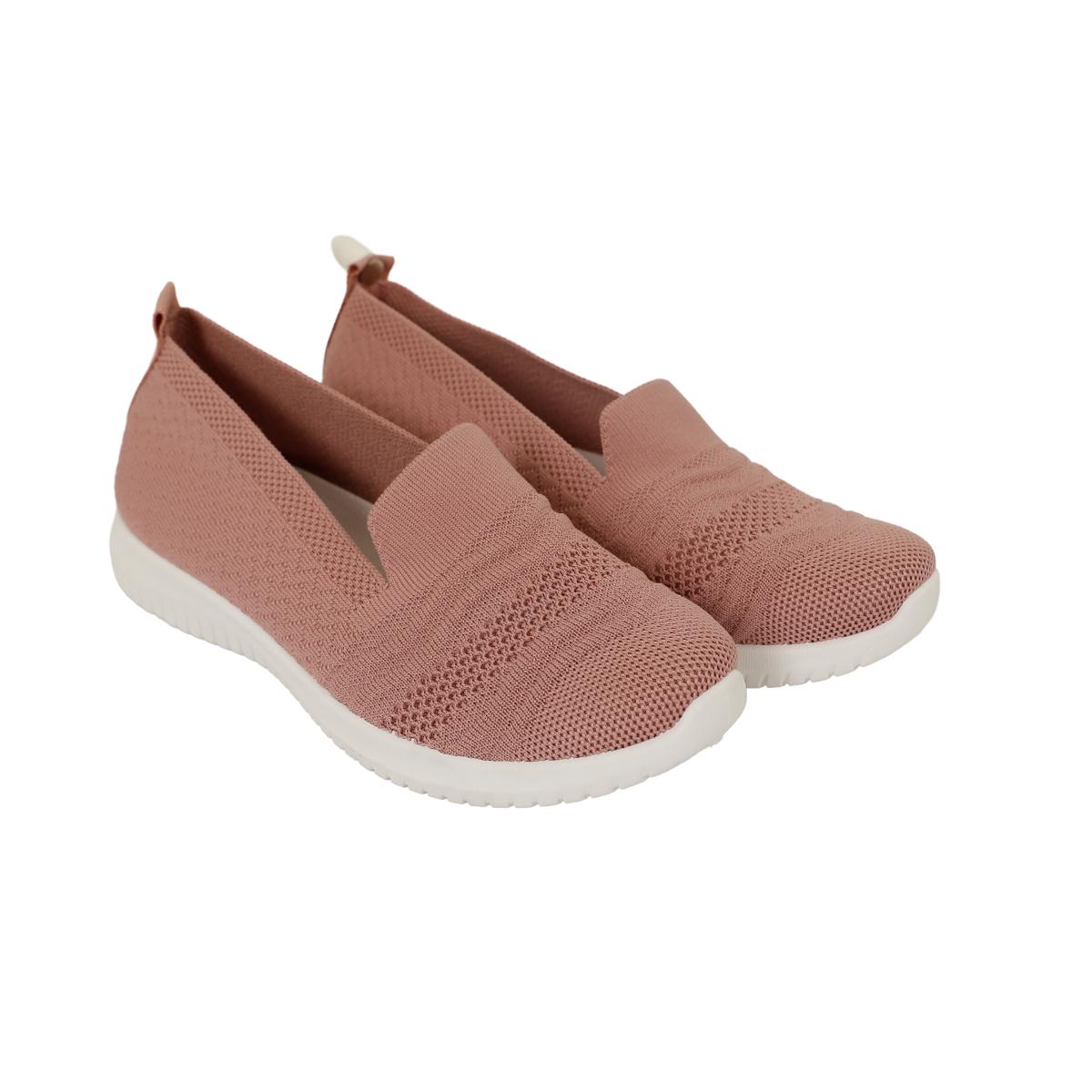 Ladies Knit Slip-On Walking Shoes-Pink-36