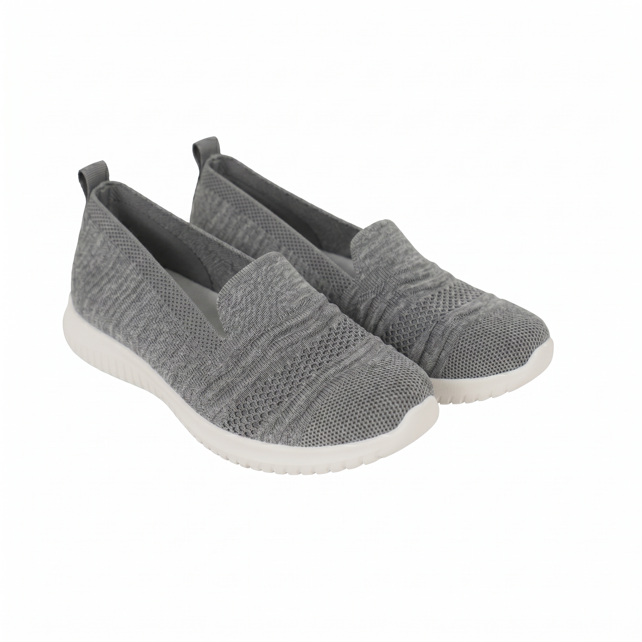 Ladies Knit Slip-On Walking Shoes-Grey-37