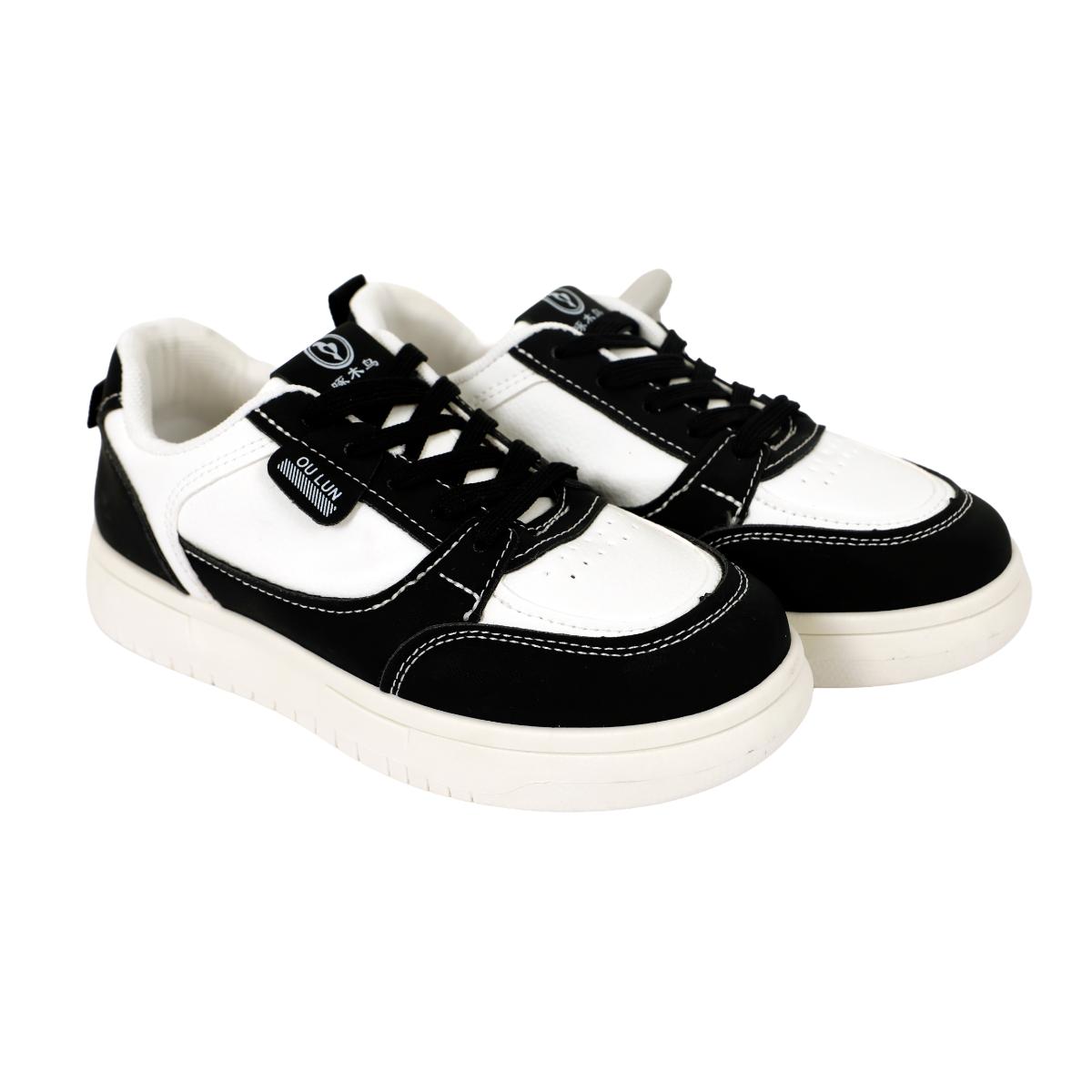 Ladies Low-Top Skate Sneakers-Black-40