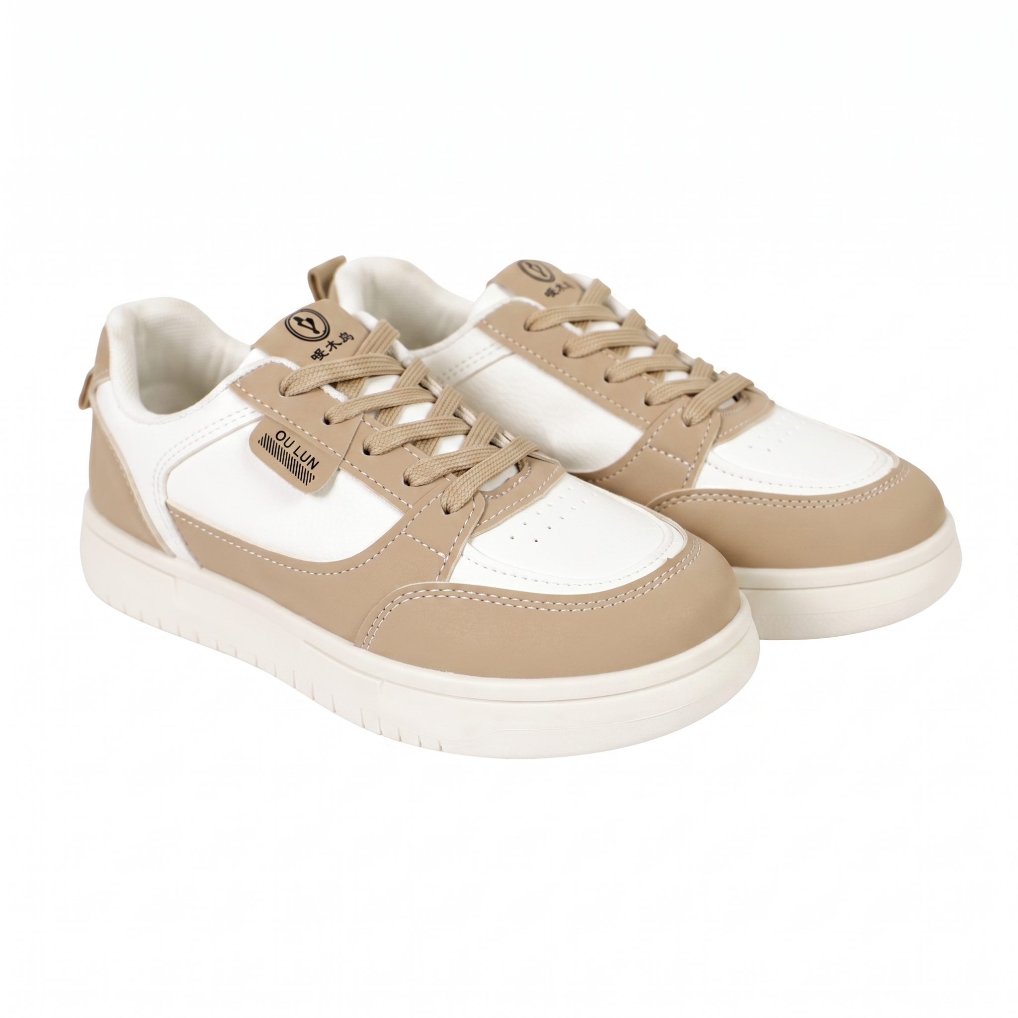 Ladies Low-Top Skate Sneakers-Beige-40