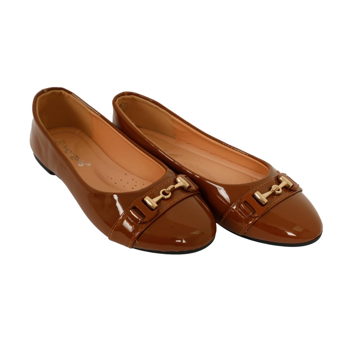 Ladies Comfort Slip-On Flat Shoes-Brown-38