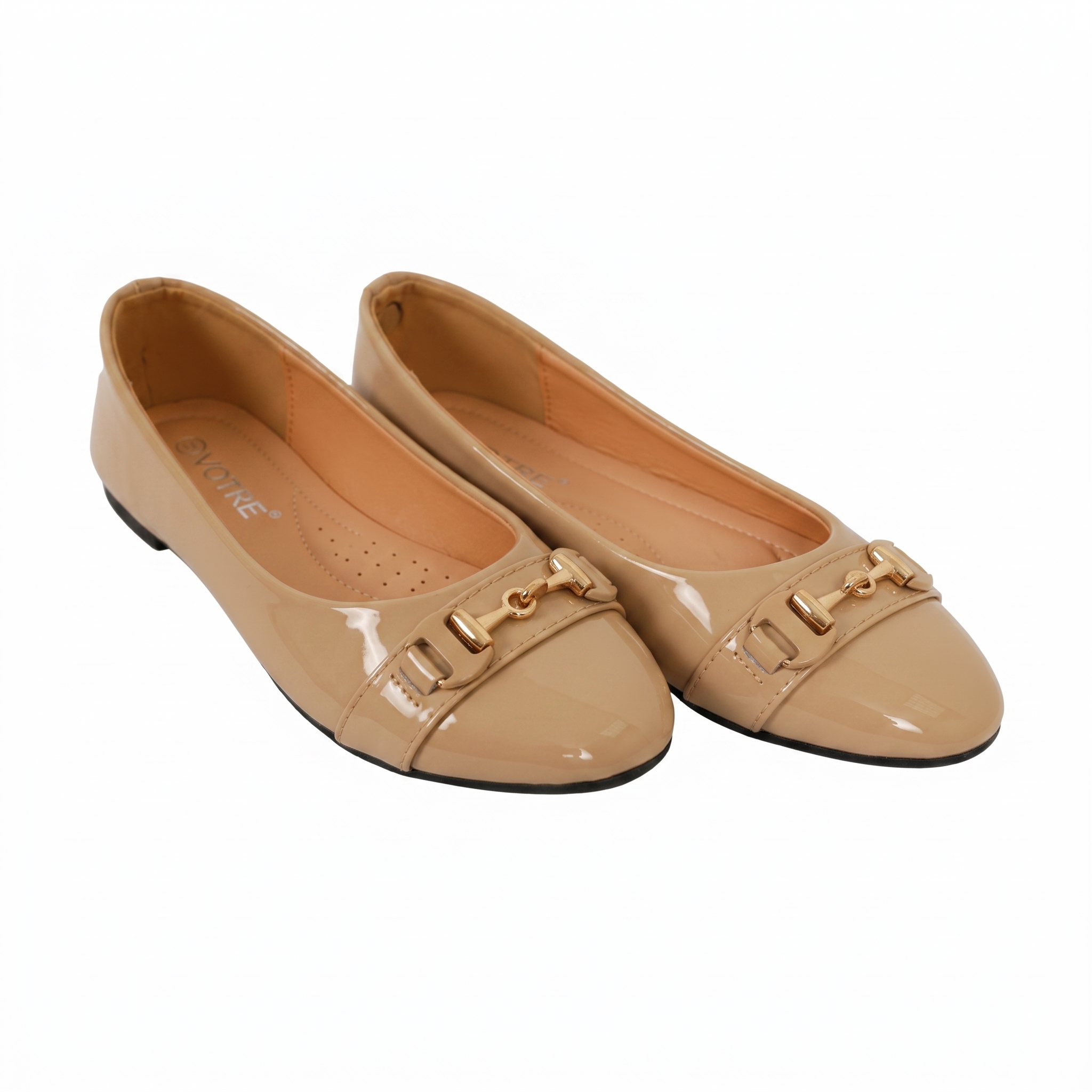 Ladies Comfort Slip-On Flat Shoes-Beige-38