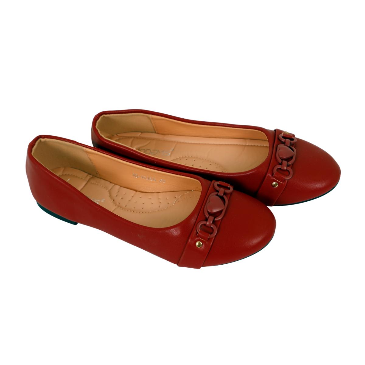Ladies Comfort Slip-On Flat Shoes-Red-36