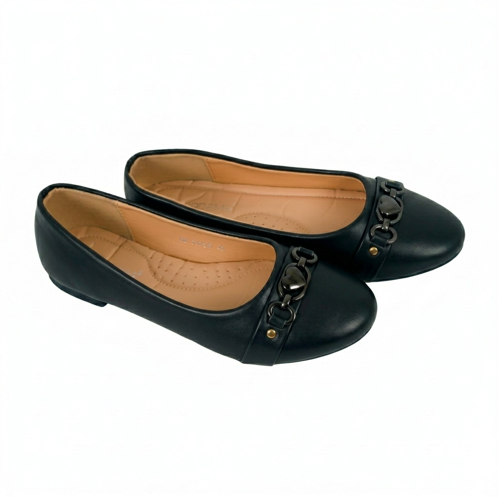 Ladies Comfort Slip-On Flat Shoes-Black-38