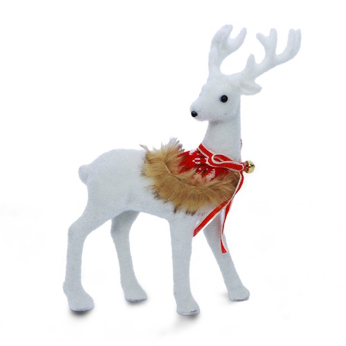 Christmas Decoration Deer White With Red Scarf
