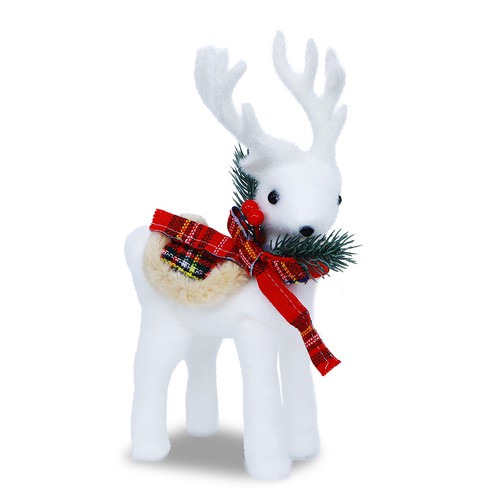 Christmas Decoration Deer White With Red Scarf