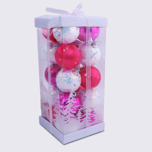 Christmas Decoration Bauble White Red & Purple