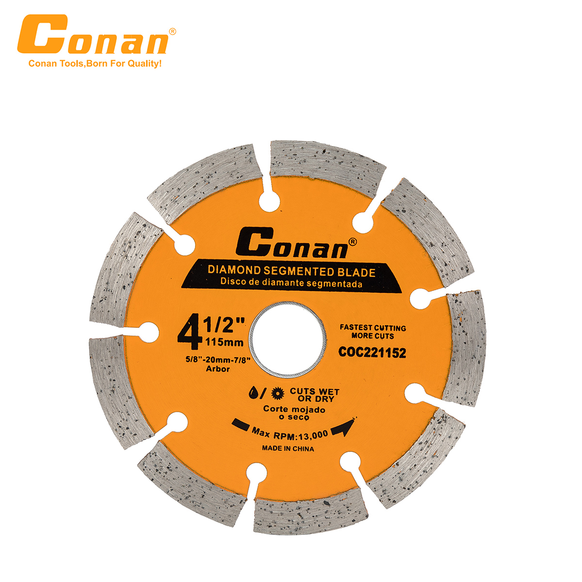 Conan Diamond Segmented Blade Cuts Wet Or Dry 115mm
