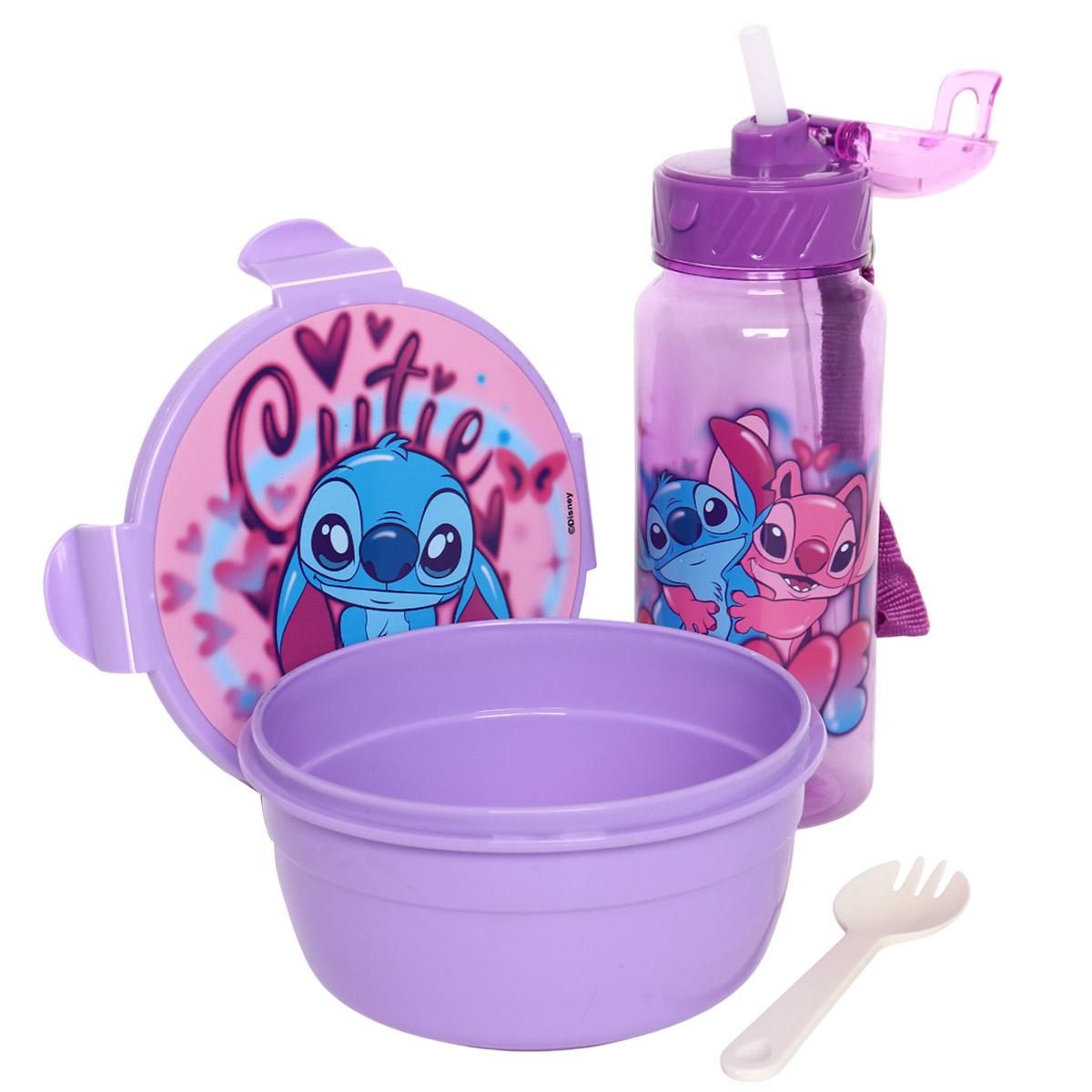 Disney Stitch & Angel Themed Water Bottle & Lunch Box