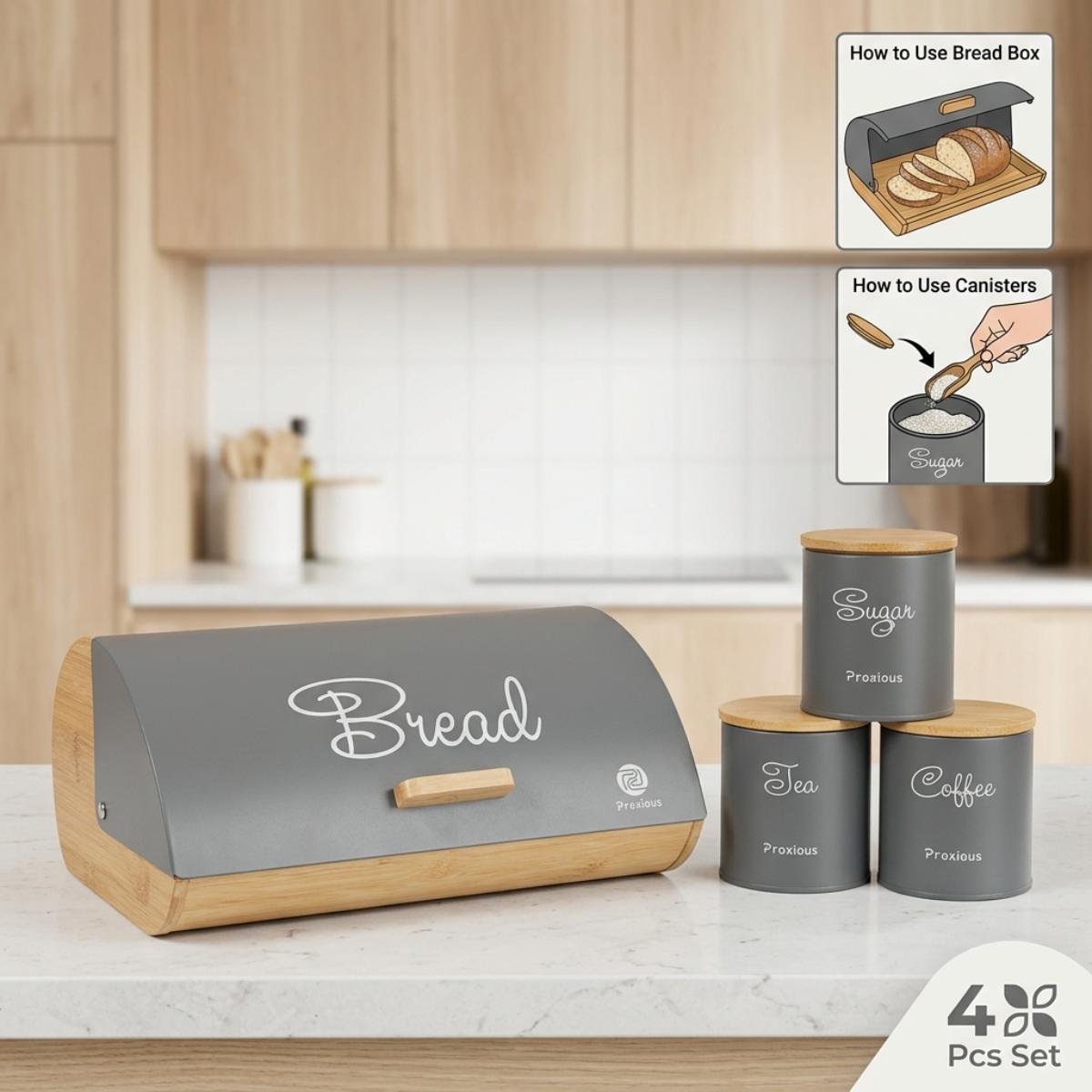4Pcs Bread Box+Spices