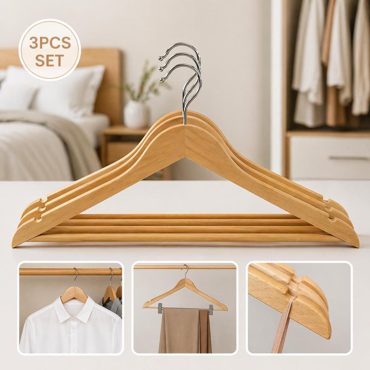 Wood Cloth Hanger 3Pcs