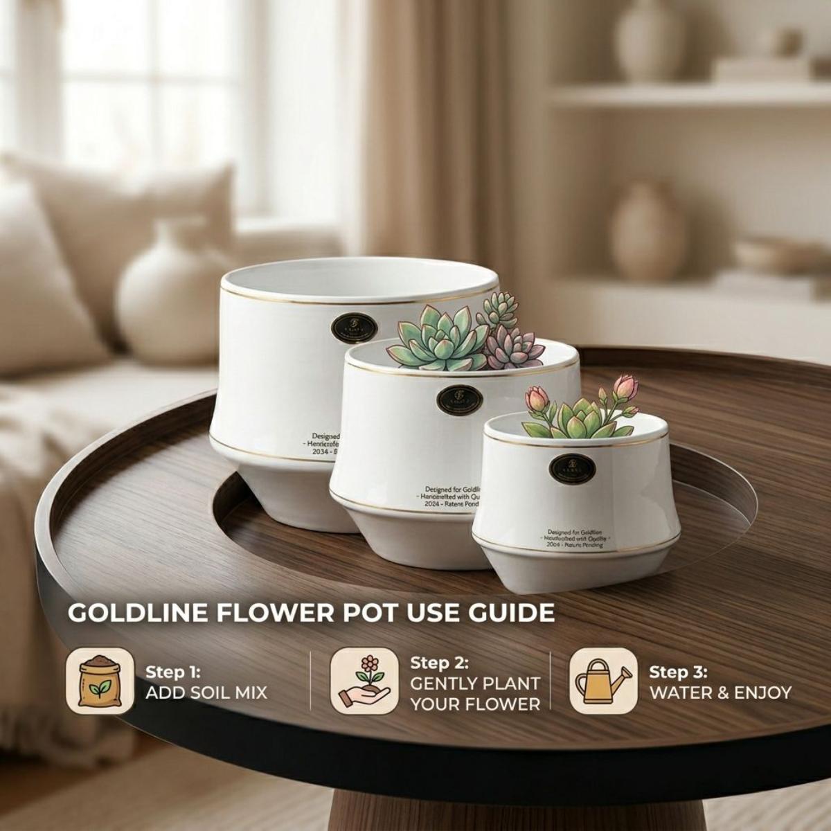 Stp-Ceremic Flower Pot 3Pcsset