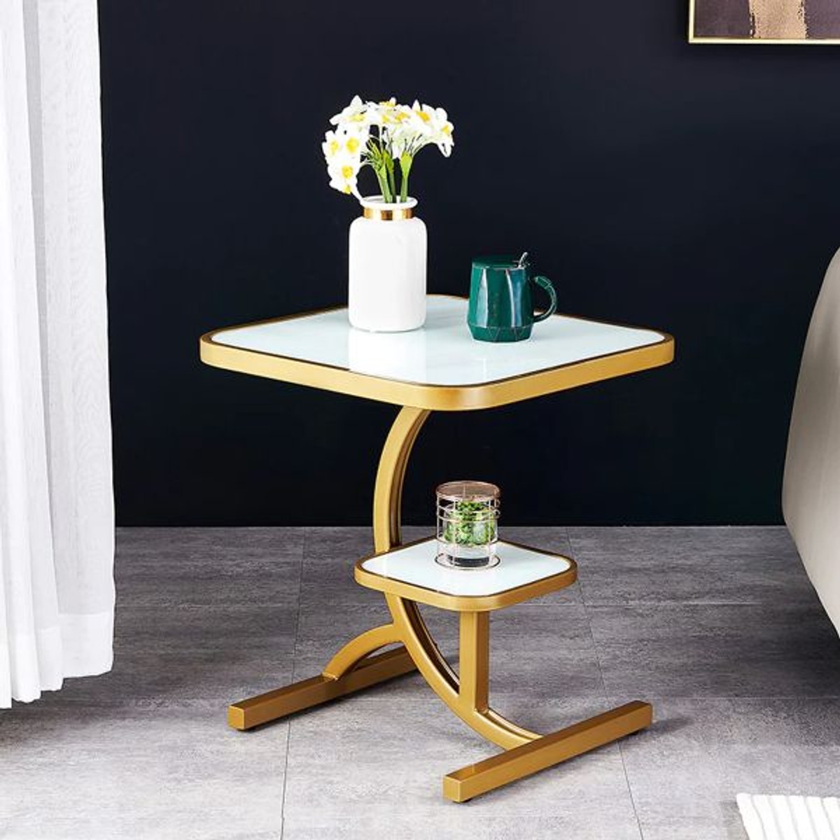 Tea Table Glass 50Cm-Brown
