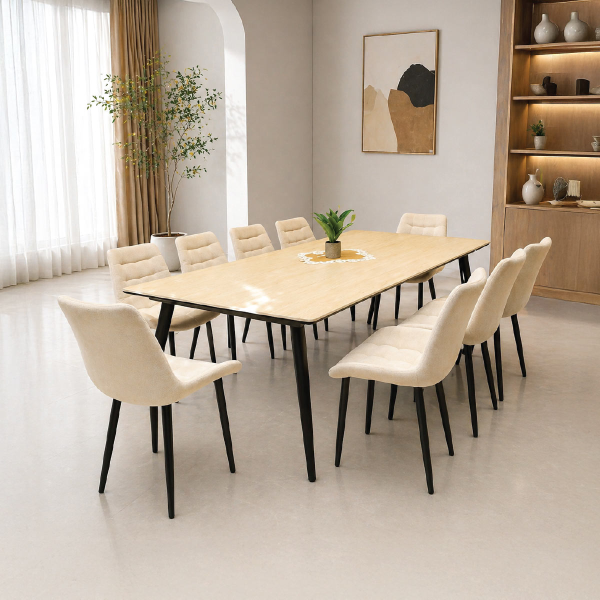 Porcelaine Dining Table With 1 Table 10 Chairs