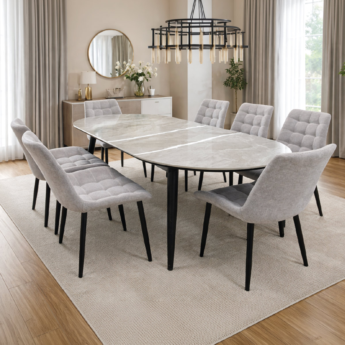 Marble Dining Table 8 Cha 5Bx