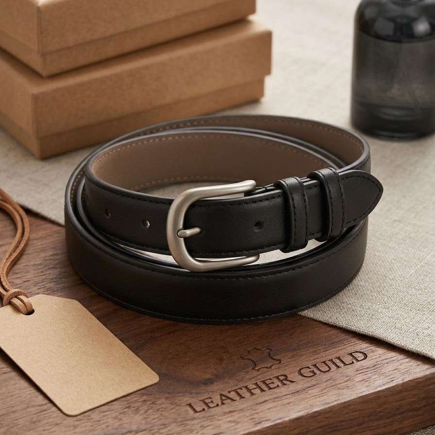 Boys Classic Leather Belt-Black