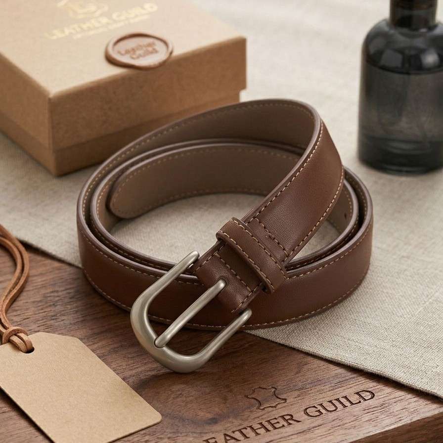 Boys Classic Leather Belt-Brown