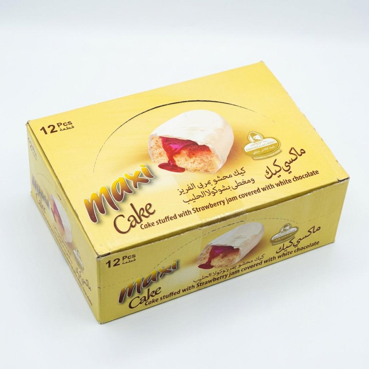 Omaya Maxi Cake Stuffed With Strawberry Jam Covered With White Chocolate 12x60g