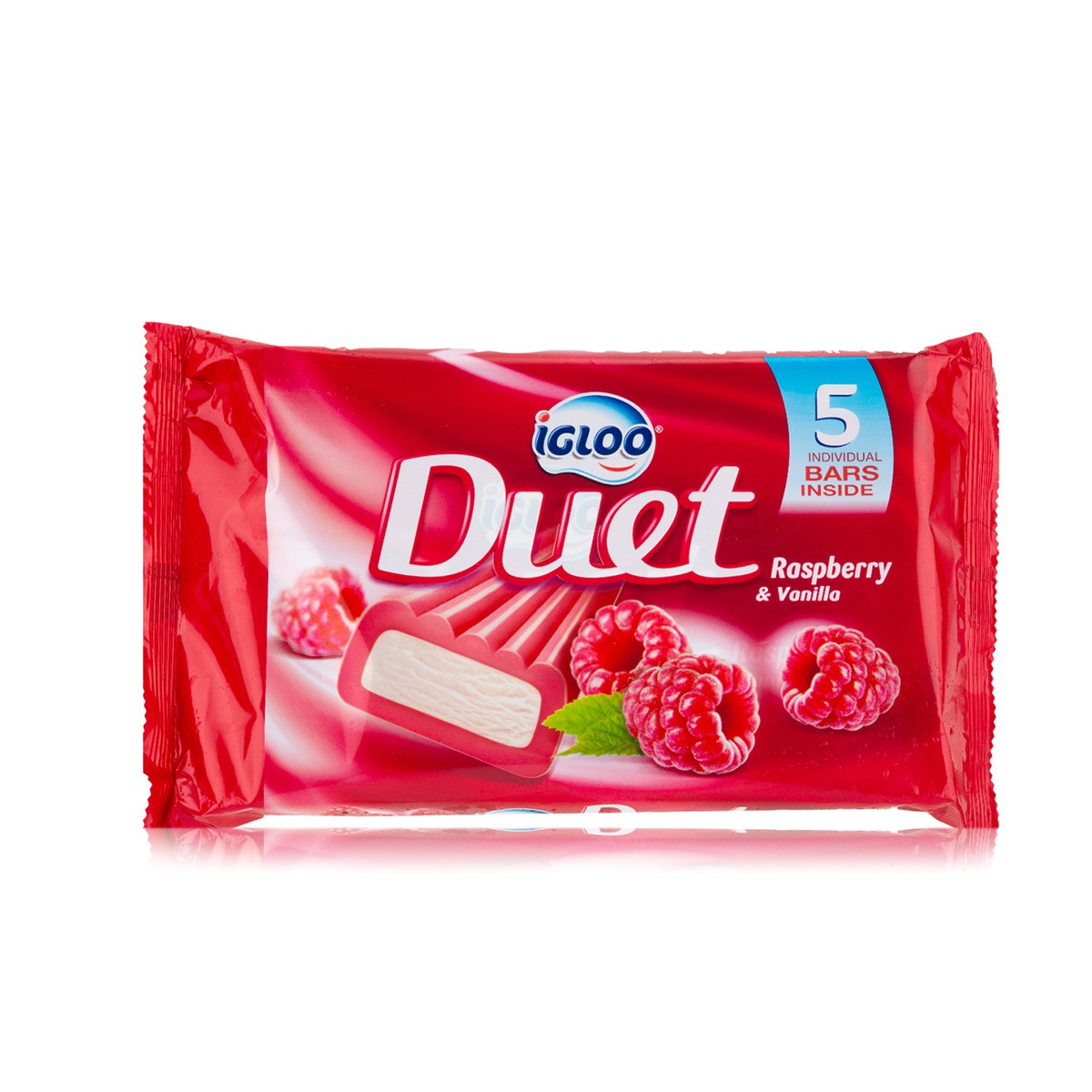 Igloo Duet Raspberry and Vanilla Ice Cream Bars pack of 5 fruity raspberry and creamy vanilla frozen dessert