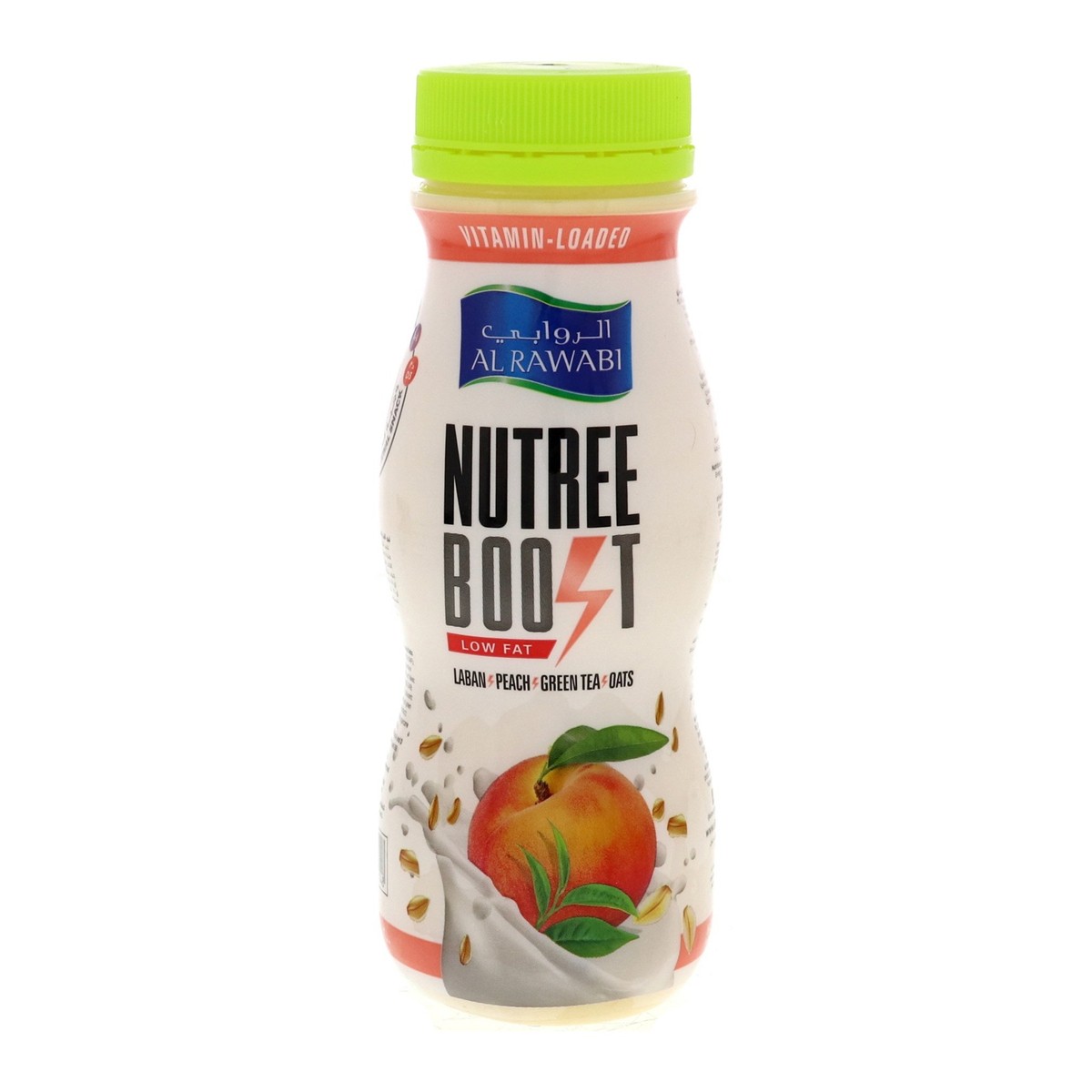 Al Rawabi Nutree Boost Fresh Laban Peach Green Tea & Oats Low Fat Drink 200ml