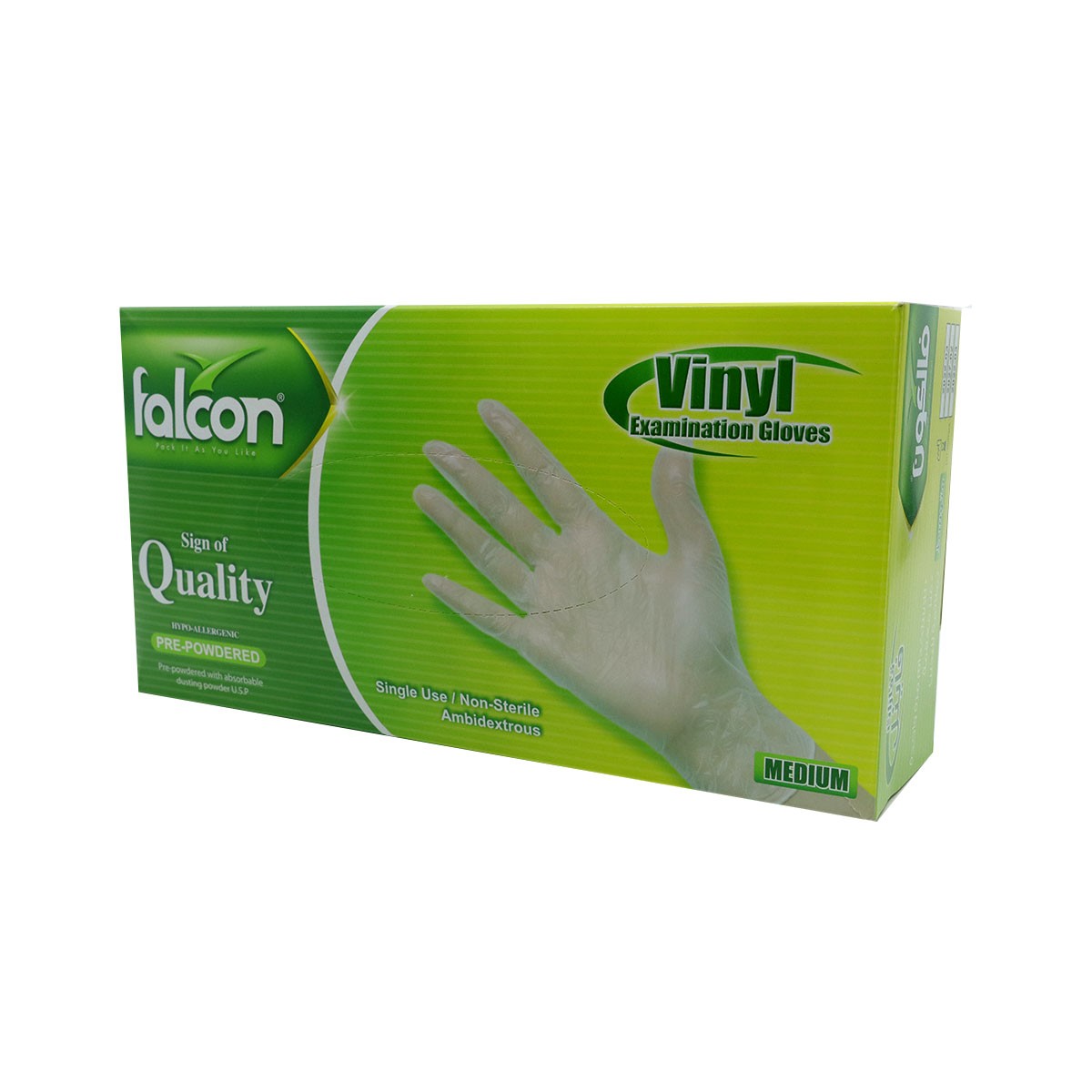 Falcon Vinyl Gloves Med 100S