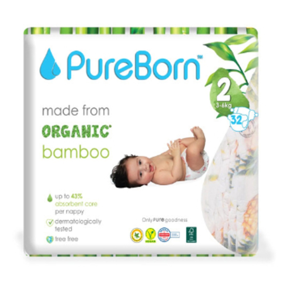 Pureborn Organic Diapers 32 Pcs