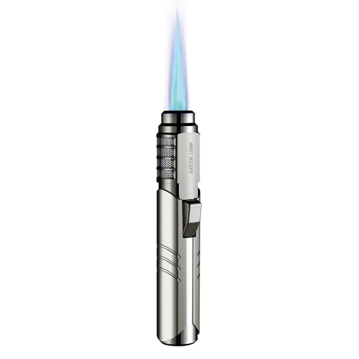 Green Lion Jet Flame Windproof Lighter, Silver - GNJTFLMWPLSL