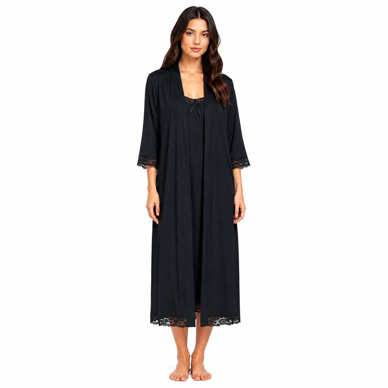 Ladies Pyjama Big Size 2Pcs-Black