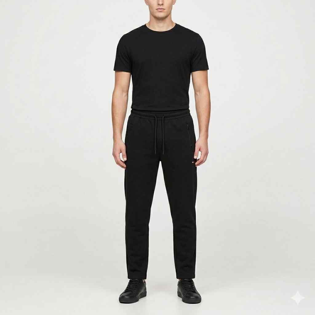Mens Track Pant Open-Black-XL