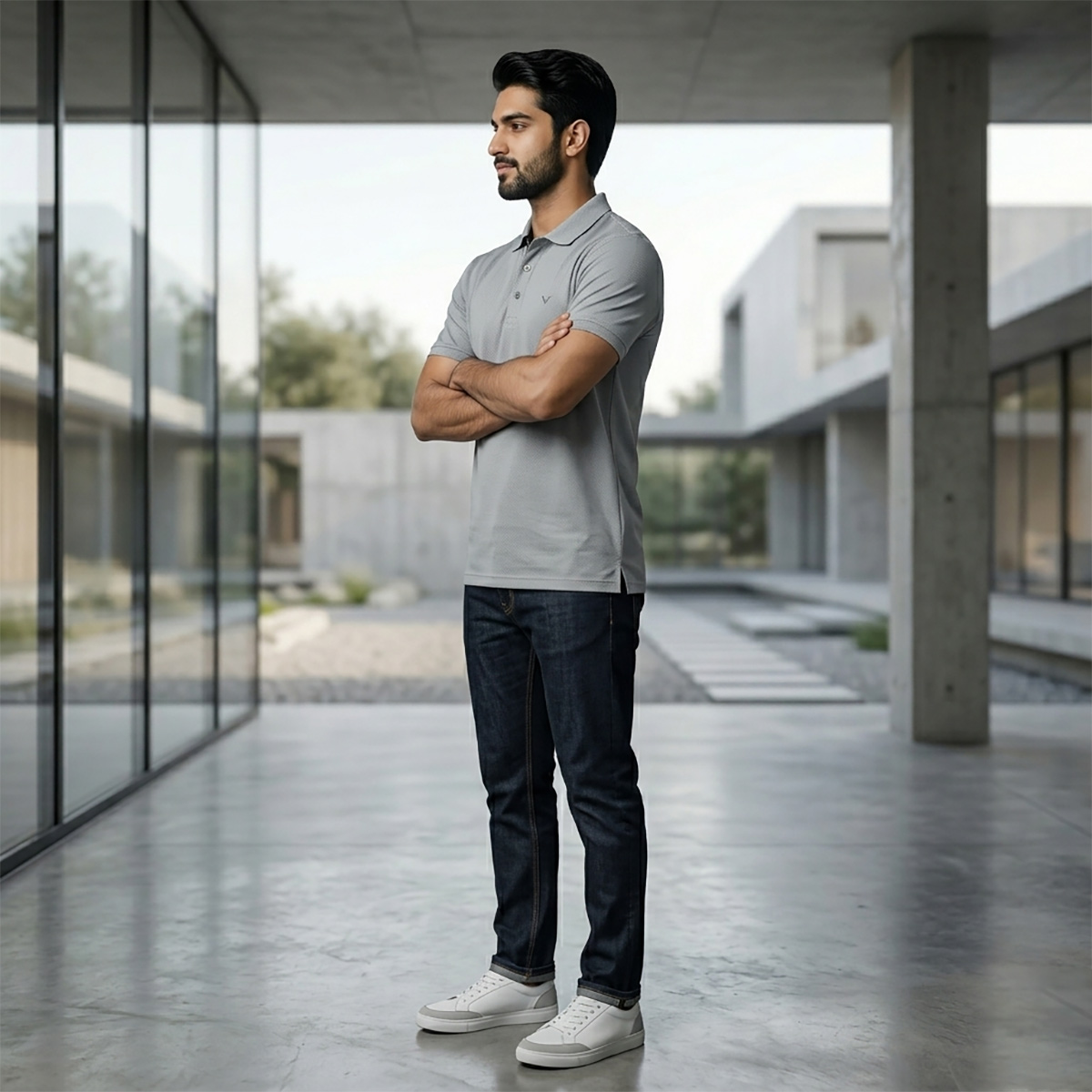 Mens Polo T-Shirt-Grey-XXL
