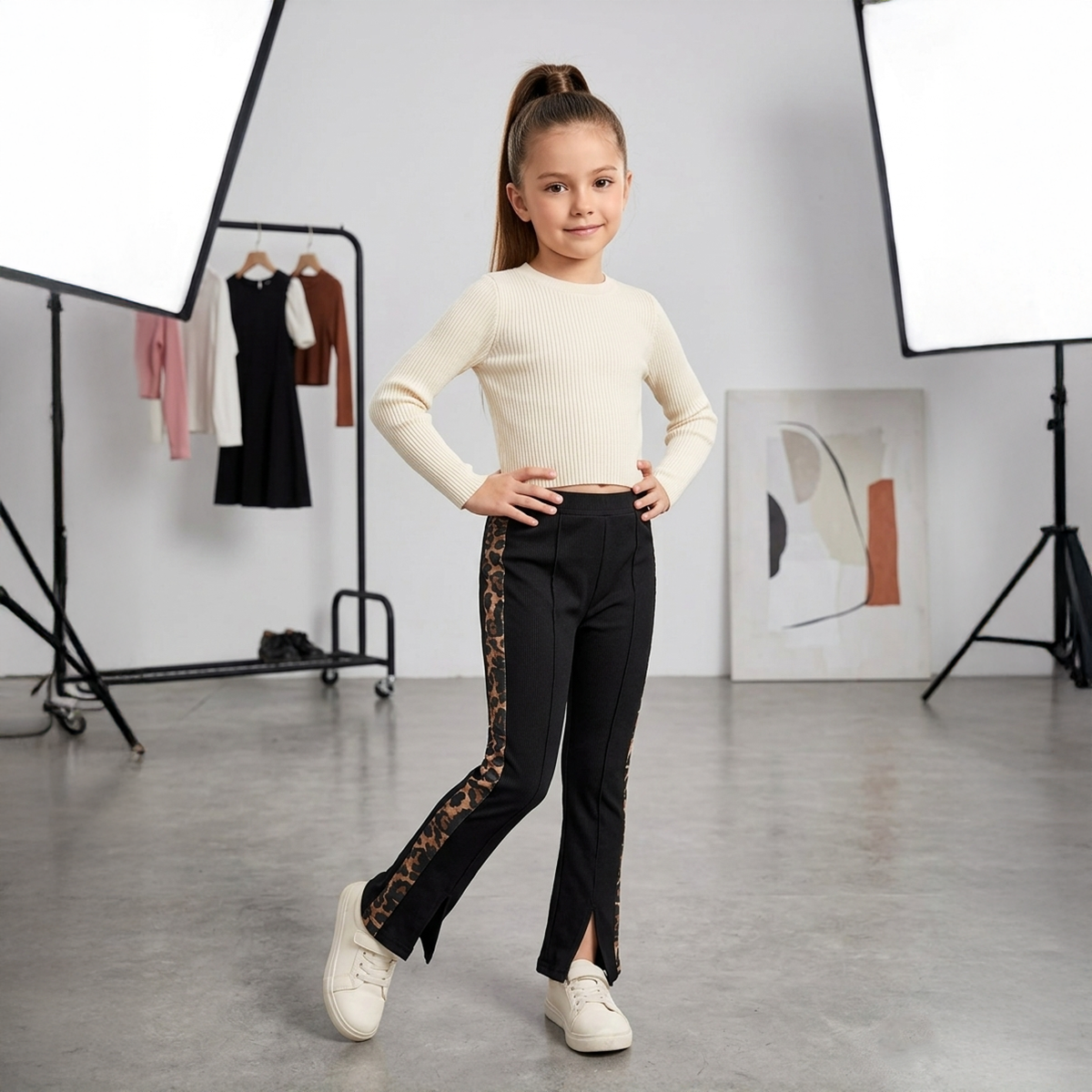 Girls Tight Plain-6Y-Black