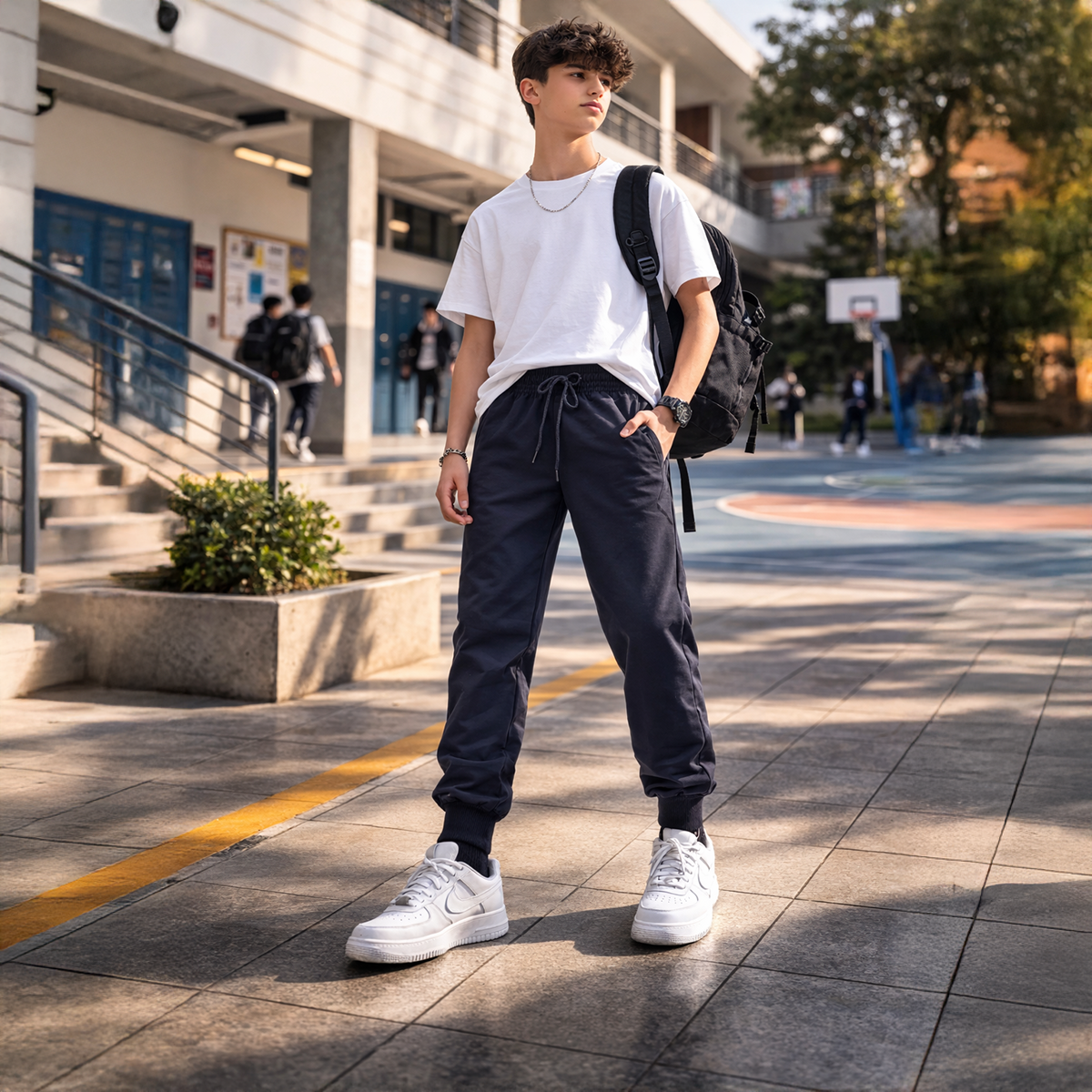 Boys Track Pant-Black-7Y