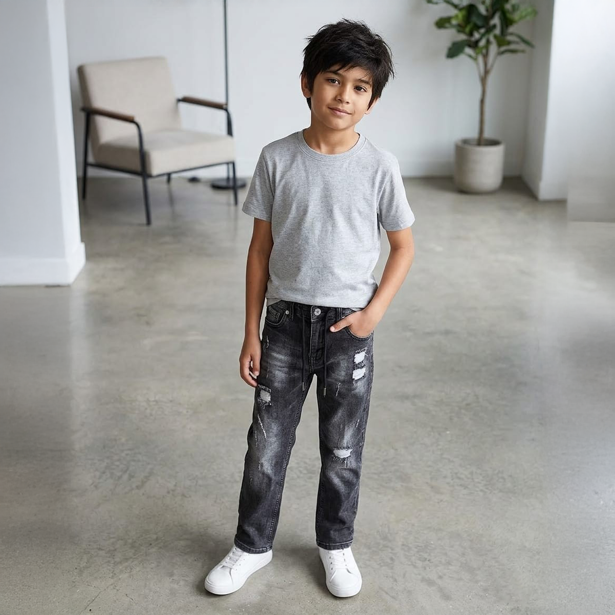 Boys Jeans Pant Regular-9Y-Grey