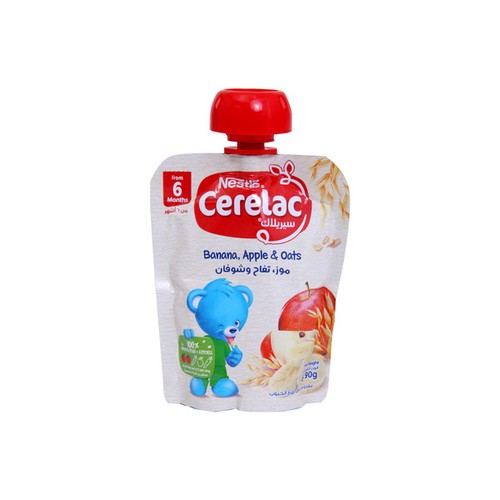Nestle Cerelac Banana, Apple & Oats Puree 90g From 6 Months