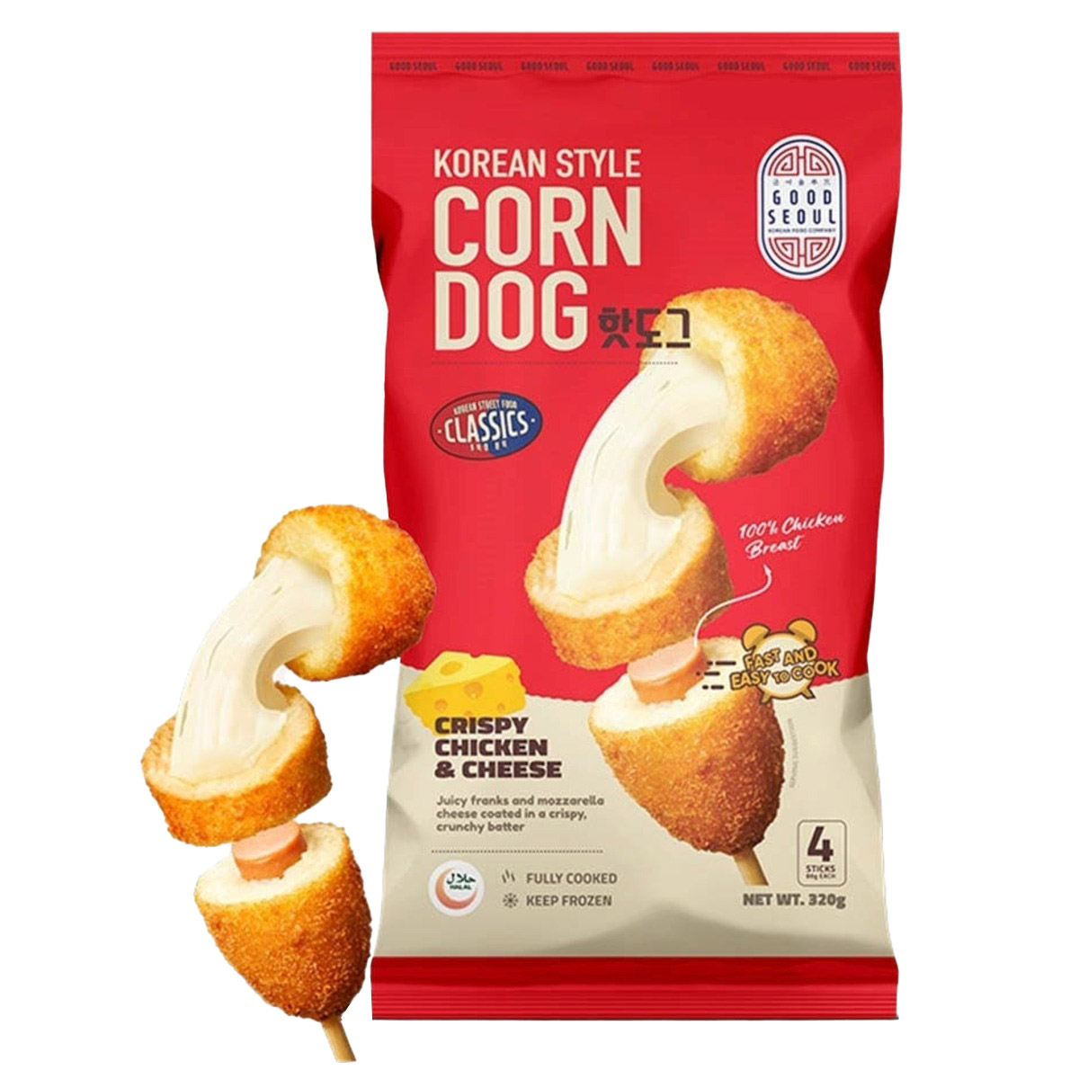 Good Seoul Korean Corn Dog Crispy Chicken & Cheese 320g