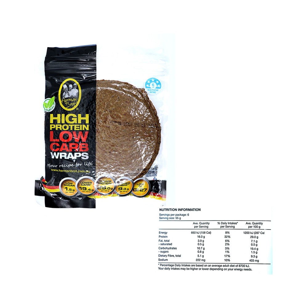 Modern Bakery Herman Brot High Protein Low Carb Wraps 350g