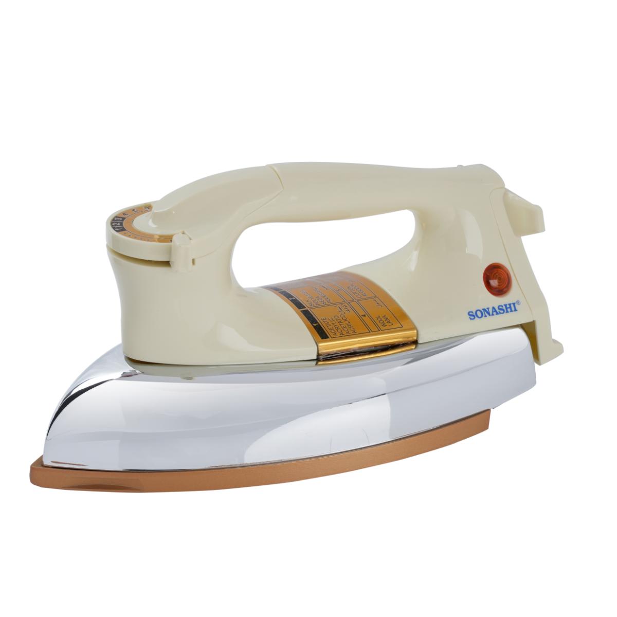Sonashi Heavy Dry Iron With Golden Non Stick Soleplate 1200W - SHI-6011-BS