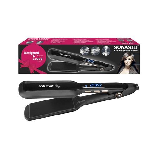 Sonashi High Heat Hair Straightener With Ceramic Plate 55W - Black - SHS-2081