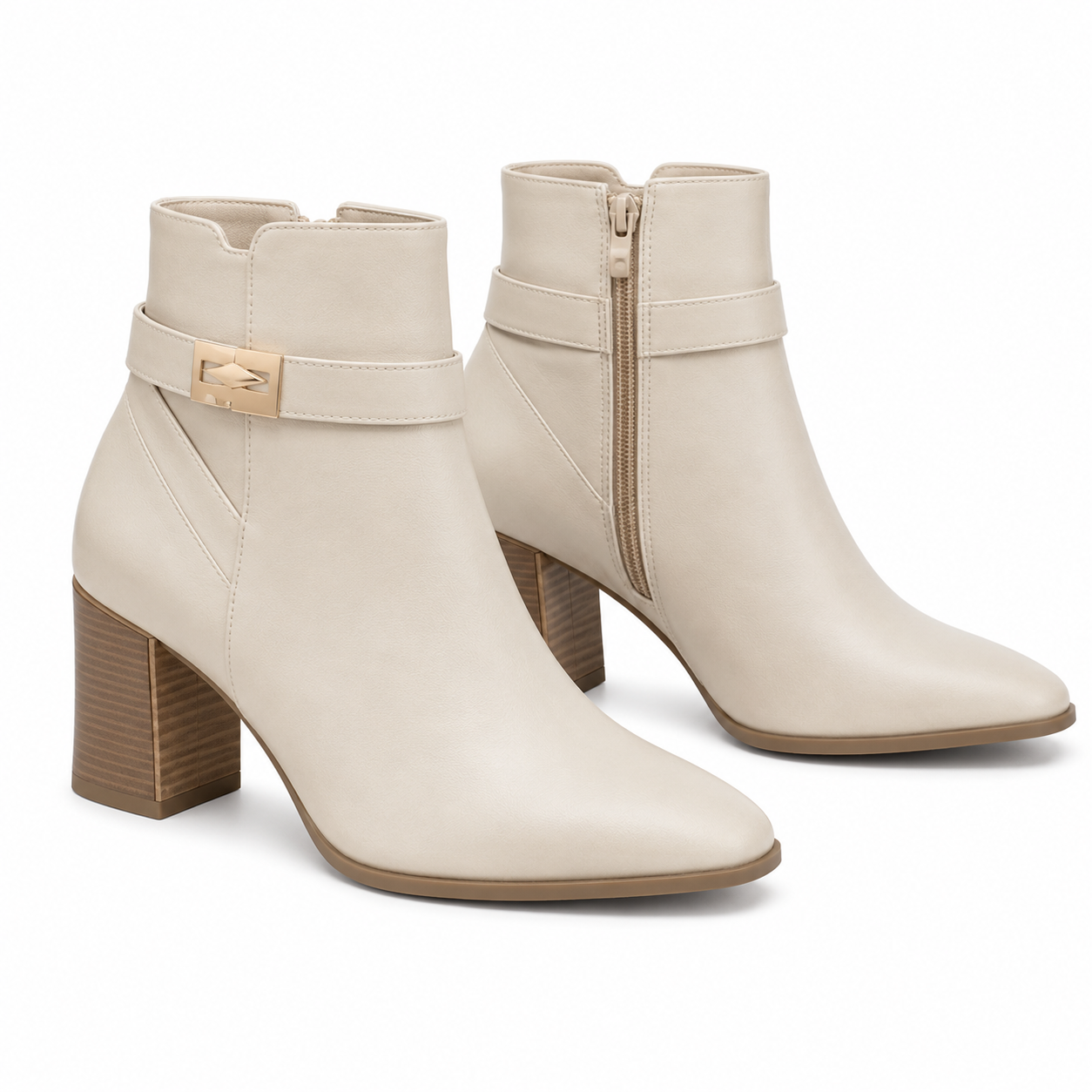 Ladies Boots Flat-Beige-36